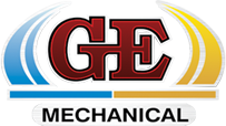 Logo of community-based GE Mechanical featuring stylized letters "g" and "e" in red inside a rounded rectangle with a rainbow arc above the text.