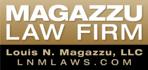 Logo of the community-based Magazzu Law Firm featuring the text "Magazzu Law Firm" with "Louis N. Magazzu, LLC" and website "lnlaws.com" on a