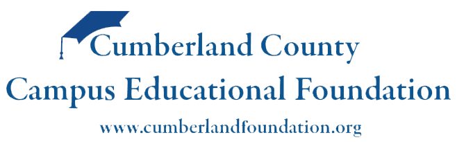 Logo of cumberland county campus educational foundation featuring stylized text and a graduation cap, with a website url below.